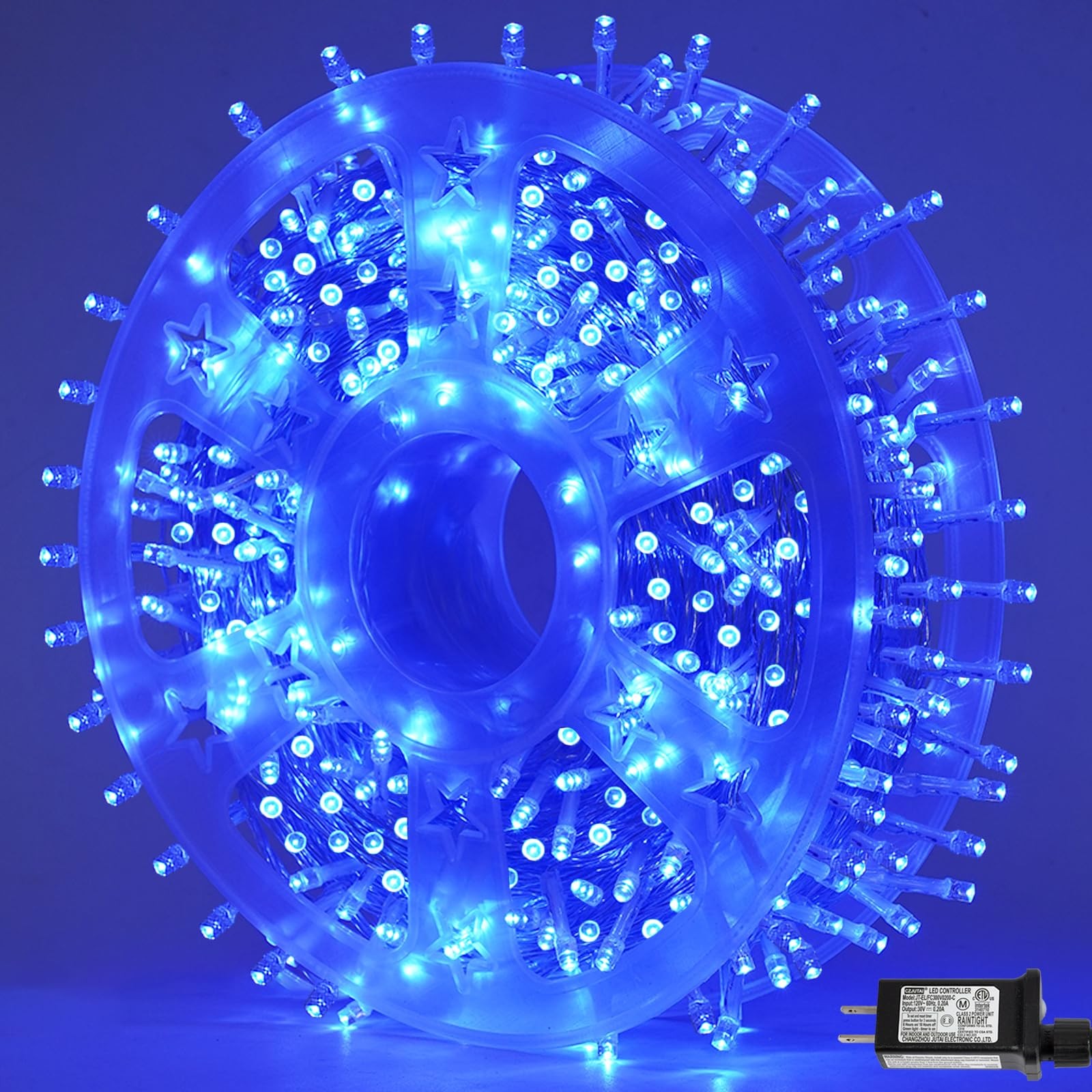 Blue Christmas Lights Outdoor Waterproof, 165ft 500 String Light Plug-in with...