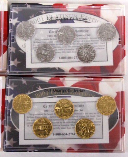 1999-2001 State Quarter Collection P & D Gold and Platinum Plated 25c Set of 6 - Picture 7 of 11