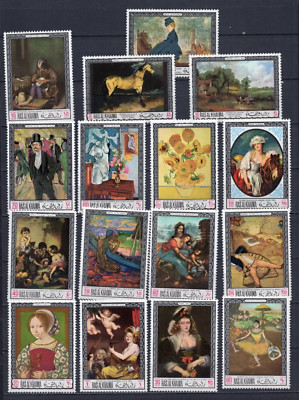 RAS AL KHAIMA 1968 PAINTINGS 2 SETS OF 16 STAMPS & 7 S/S PERF. & IMPERF ...