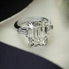 3.5Ct Emerald Cut Lab Created Diamond Anniversary 925 Silver Wedding Bridal Ring