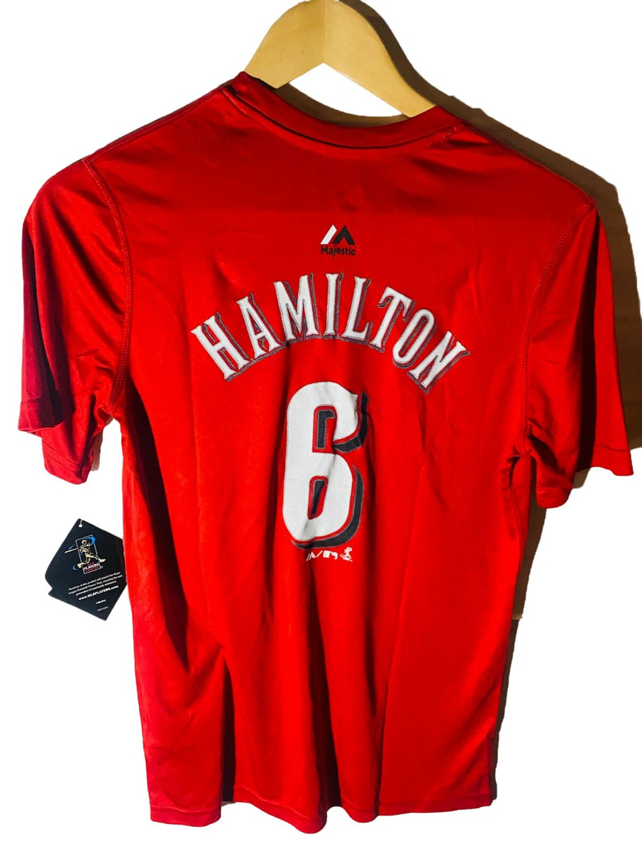 Majestic Athletic Youth Cincinnati Reds Billy Hamilton Short Sleeve T-Shirt  LARG