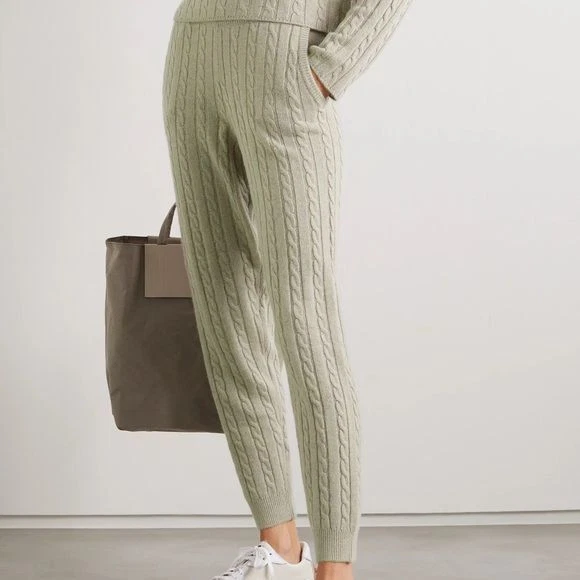 ATM Anthony Thomas Melillo Cashmere Wool Blend Cable Knit Joggers