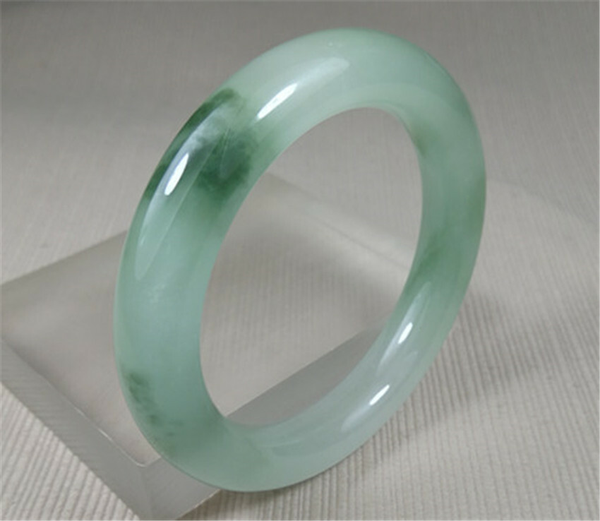 60MM Natural Ice Blue Flower Jadeite Jade Bracelet Bangle Emerald Jade Bracelet 