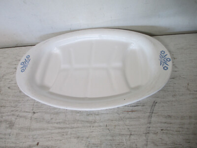 Vintage Corning Ware Blue Cornflower Fish Meat Platter P-19 USA
