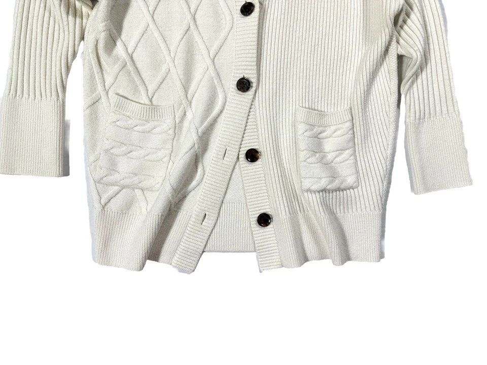 Osman Yousefzada Collective Ivory Oversize Cardigan Sweater Cream $485 Small - Image 3 of 4