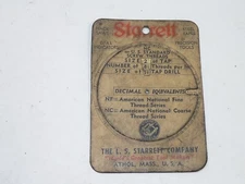 Vintage 1943 L.S. Starrett Decimal Equivalent Screw Thread Tap Drill Wheel Chart