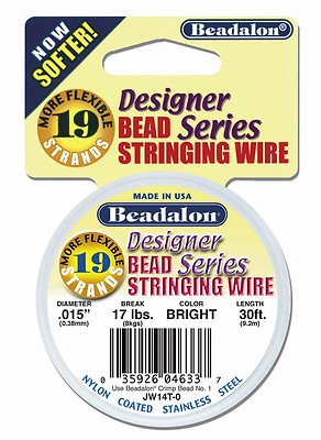 Beadalon Schmuckdraht 19-Strang 9,2 m (30 Feet) Edelstahl in 6 Stärken aus USA