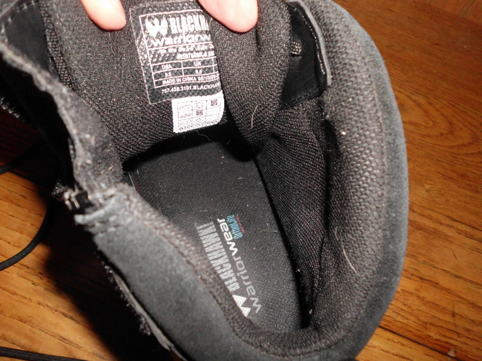 Blackhawk Warrior side zip / lace black leather tactical black boots sz 9.5 mens - Image 4 of 4