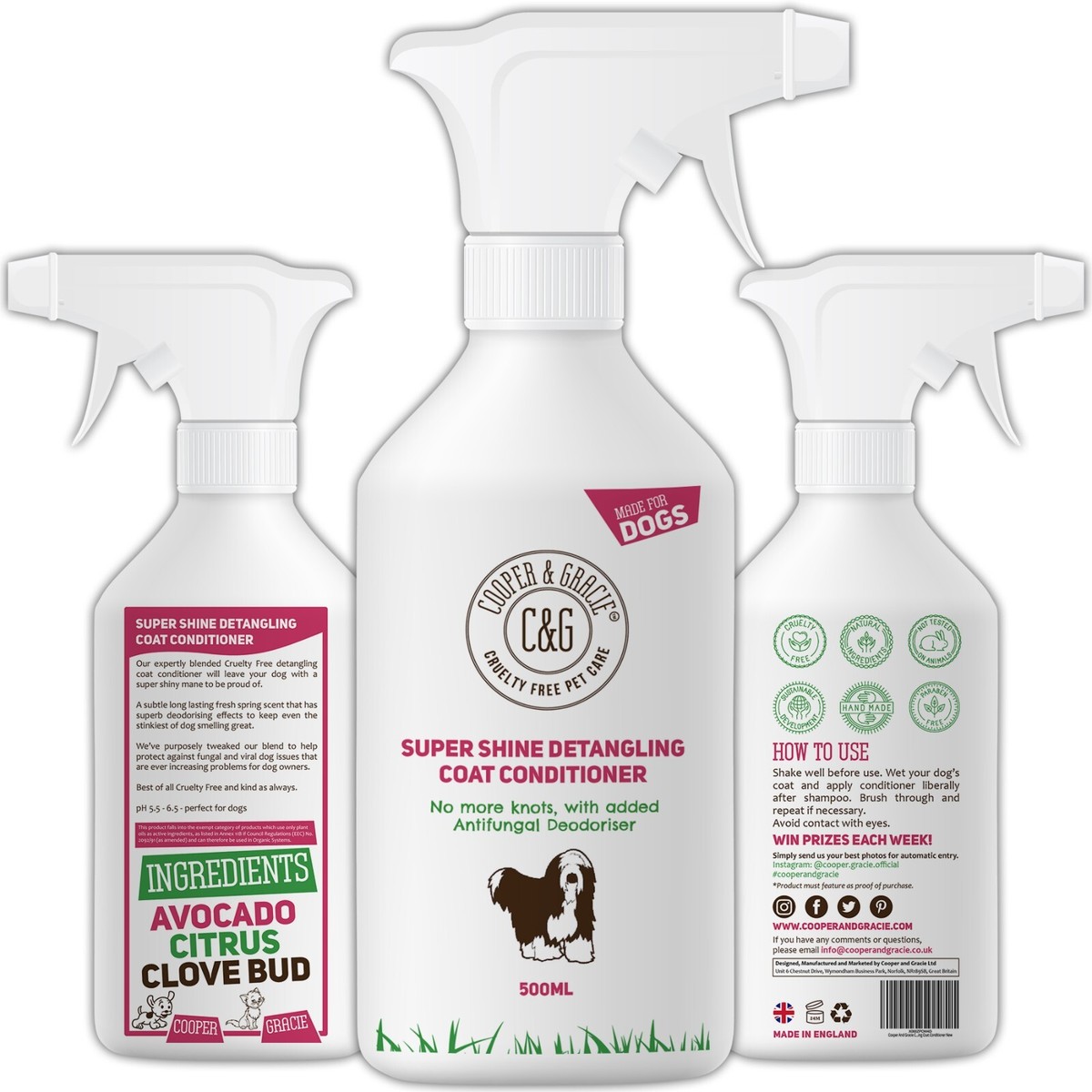 Dog Detangler Spray Professional Grooming Formula Cruelty Free Leave In 500  ML