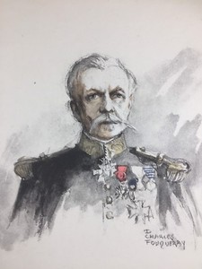 Vice Amiral Rouyer 1920 Marine Charles Fouqueray Lithographie ancienne signée