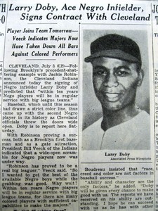 Image result for larry doby signed with the cleveland indians