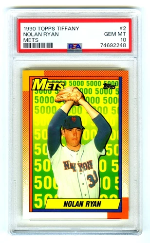 NOLAN RYAN~N.Y. METS (POP 218) 1990 TOPPS TIFFANY PSA-10 GEM-MT CARD #2~NEW CASE
