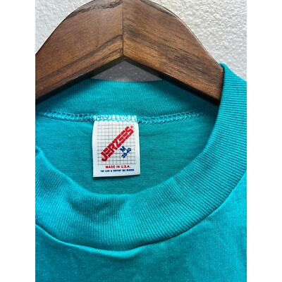 90s Vintage Jerzees Teal Green Blank Shirt 50/50 VTG 1990s Medium