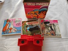 Vintage Red View Master in Original Box with 3 children's packs