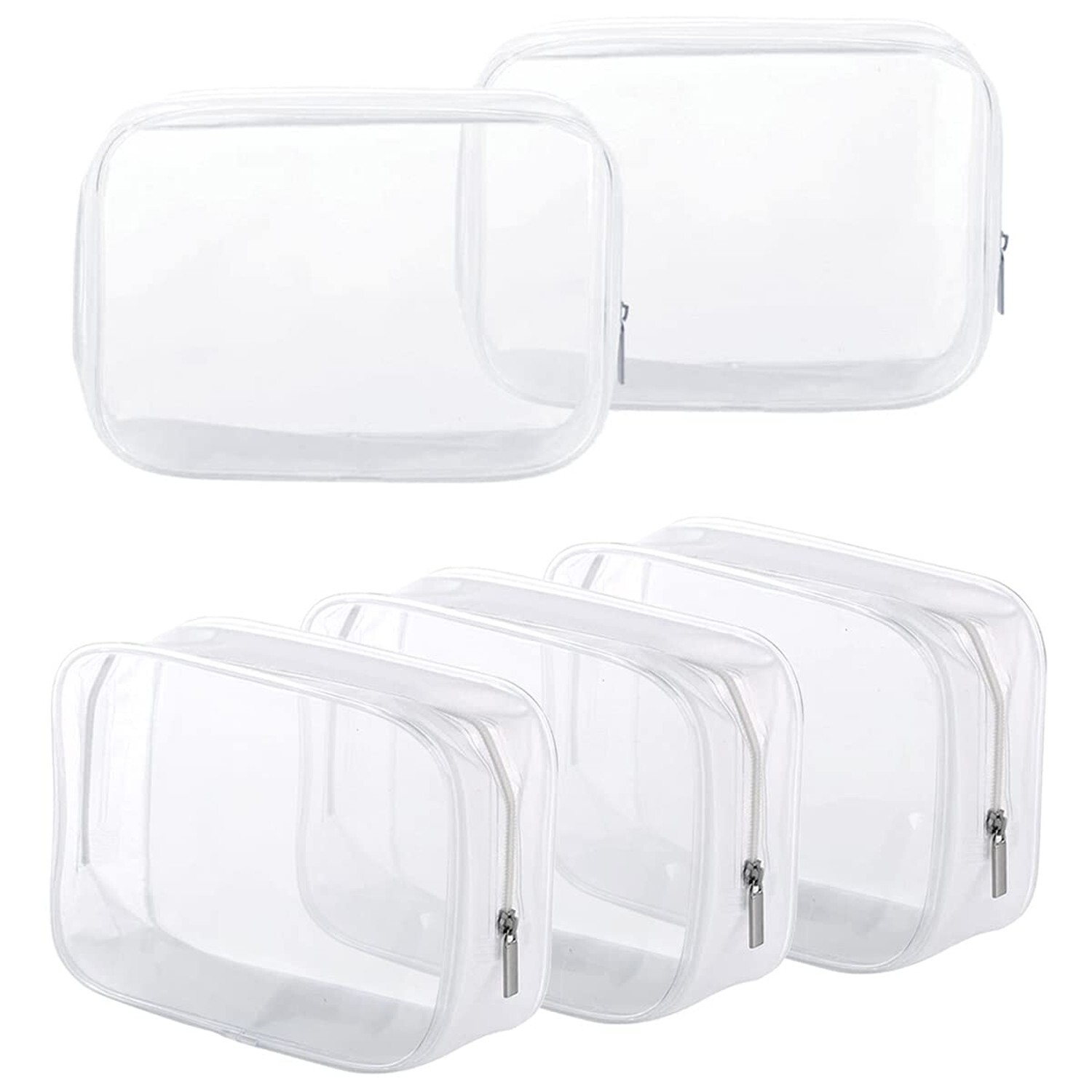 5-Pack Clear TSA Approved Toiletry Bags with Zipper