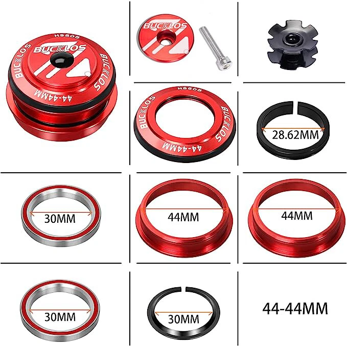 44mm Sealed Cartridge Bearings MTB Road Bike Headset 1-1/8" Fork Steerer Parts - Image 4 of 4