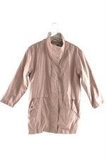 Iz Sport Women's Pink Beige Microfiber Jacket Coat Small Zip Snap Mock Neck