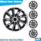 16" 4 Wheel Covers Full Rim Hub Caps Fit R16 Tire & Steel Wheels Black Silver