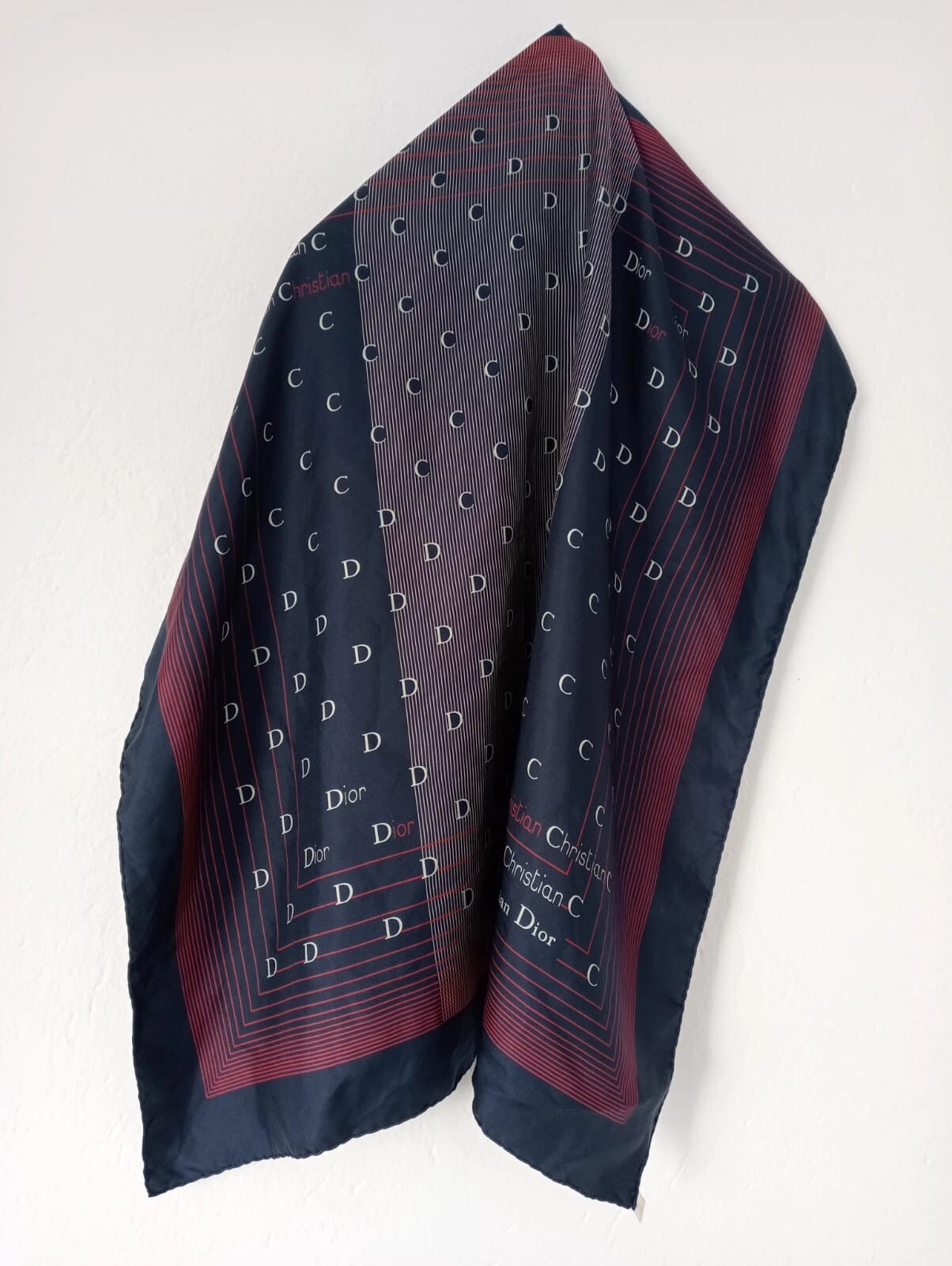 N3# Christian Dior Silk Scarf blue Navy 30/30 inch