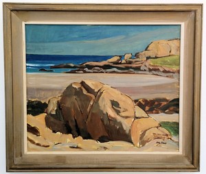 Mid Century "Cape Ann" Oil on Canvas by Rudy Helmo (1908 - 1986)