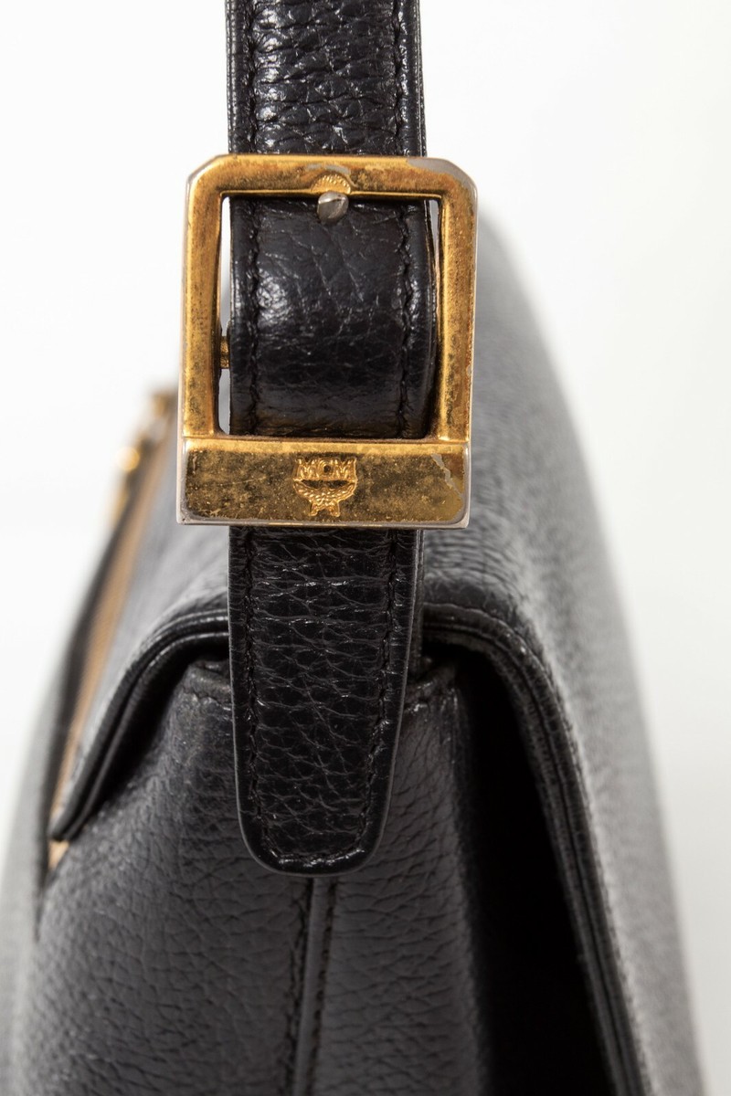 Sac Vintage MCM Bandoulière Marron Et Noir - Toile Cirée Et Cuir - Fait Main En Allemagne - Occasion Très Bon état