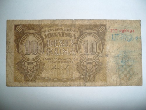 BANKNOTE 10 KUNA KROATIEN 1941 SPL