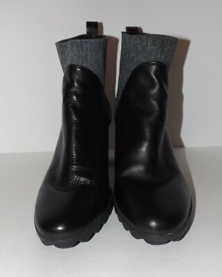The Flexx Dipurple Women's Black Leather Charcoal Grey Booties