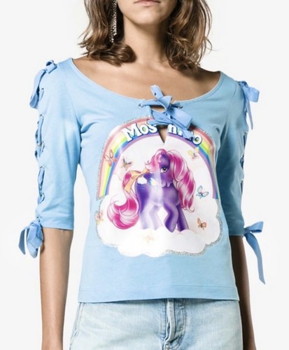 New Moschino 2017 My Little Pony Celeb Blue T Shirt Sweatshirt 2 4 38 40 Top S M - Picture 6 of 23