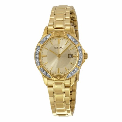 Seiko Dameshorloge Staal/Swarovski goudkleurig SUP384P1 - Timefortrends