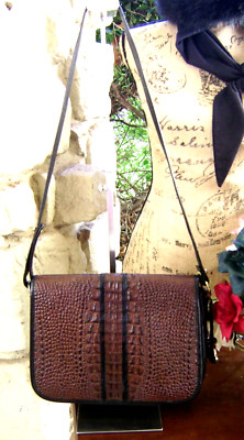 Brahmin Tuscan Saddle Bag Finished & Melbourne Croc Emb Leather Shoulder Bag Vtg