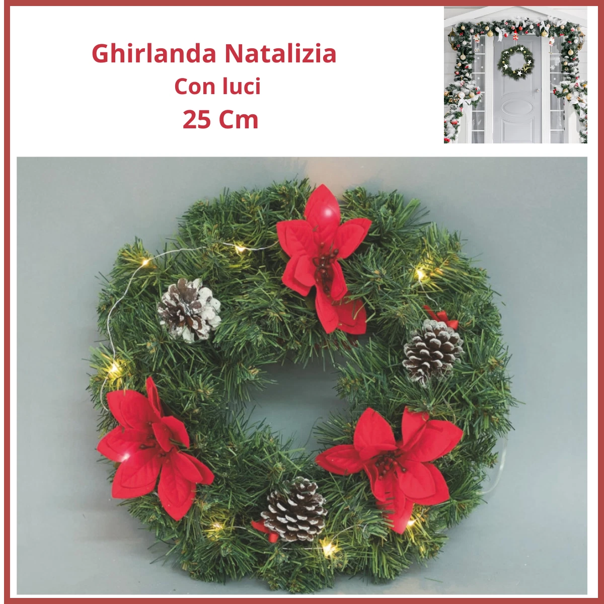 Ghirlanda natalizia con aghi di pino dorati, ghirlanda natalizia, decorazioni in vimini per porte e finestre, decorazioni natalizie per la casa | Leroy Merlin