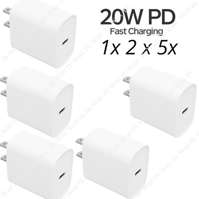 Fast Wall Charger 20W PD USB-C Power Adapter Lot For iPhone 15 14 13 12 11 iPad