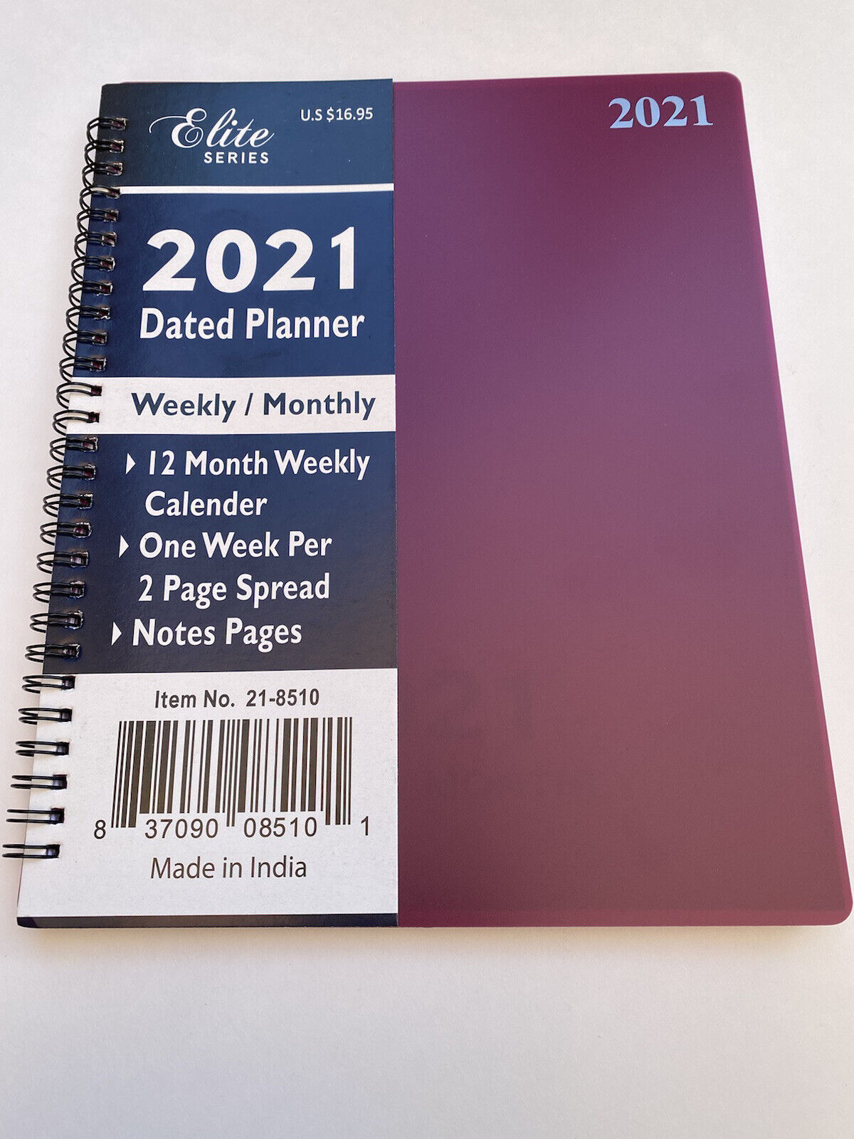 2021 Weekly/Monthly Planner Appointment Agenda Organizer 8x10 Spiral BURGUNDY