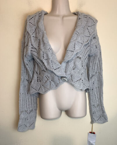Tapemeasure Women's Shrug Crochet Cardigan Sweater Bohemian Gray Size M NWT