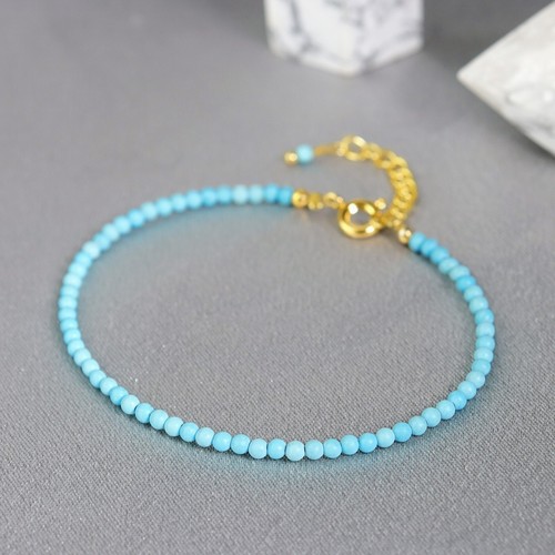 Pulsera de mujer con cuentas turquesa natural minimalista delicada sanación equilibrio regalos - Imagen 1 de 5