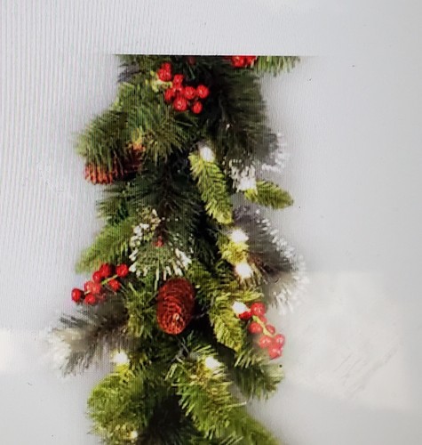 9 Ft. Crestwood Spruce Garland with Battery Operated Warm White LED Lights 2