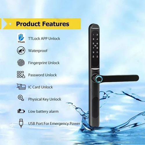 Serratura Elettronica Bluetooth Password Impronta Digitale Impermeabile Alluminio Porta Scorrevole - Foto 10 di 14