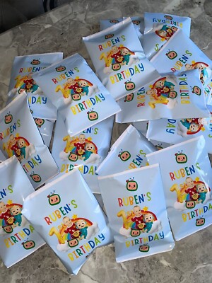 10 personalisierte Cocomelon leere Chips inspiriert Party Gastgeschenke Geburtstag Chip Tasche