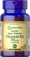 Vitamin D3 Super-Potency 2000 iu 50 mcg 100 Softgels D-3 Bone Immune Health D