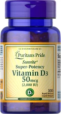Vitamin D3 Super-Potency 2000 iu 50 mcg 100 Softgels D-3 Bone & Immune Health D