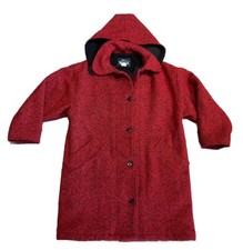 Giacca con cappuccio vintage Woolrich made in USA rosso tweed cappotto lana donna taglia small