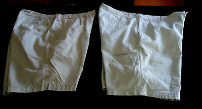 Lor of (2)   Men's Shorts size 42 Tan Khaki Flat Front Bermuda Golf  Above Knee