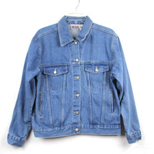 Vintage 90s Bill Blass Jean Jacket Size Small Trucker Style Blue Denim