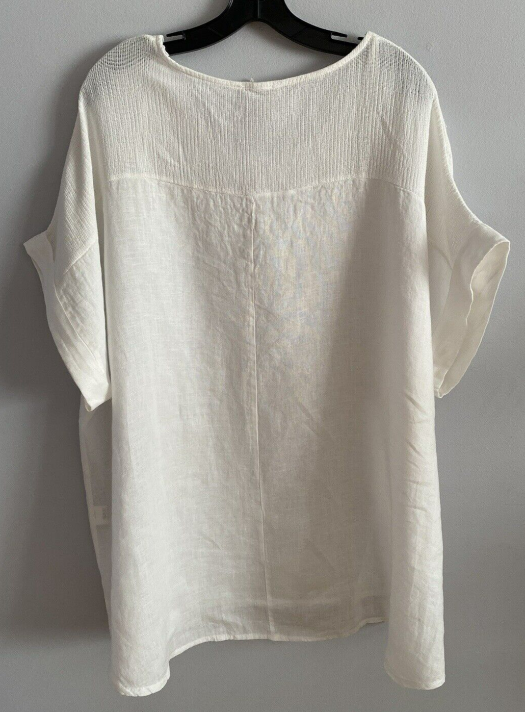 Bellambra Linen Tunic Top Blouse Cap Sleeve Made In Italy White Plus