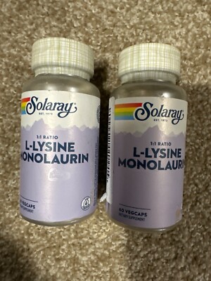 Lot 2 UNITS   L-Lysine Monolaurin Immune Supplement | 1:1 Ratio | 60 VegCaps