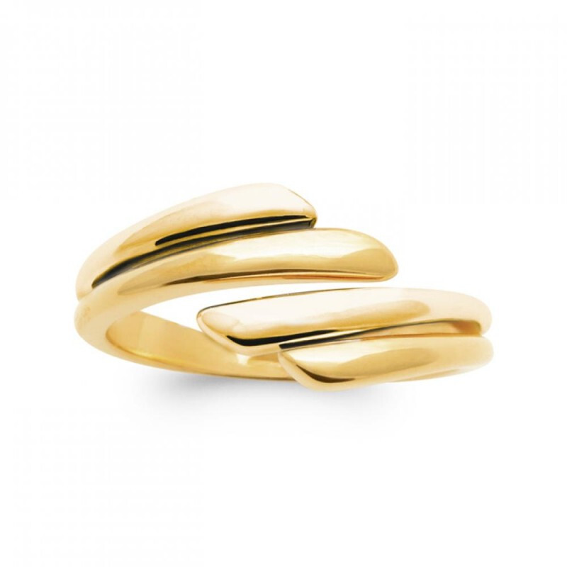 Bague goutte eau ouverte plaqué or 18 carats 750/000 poinçonné ajustable femme