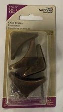 NATIONAL HARDWARE N176-347 1"X3/4" ANTIQUE BRASS CHAIR BRACES 4-PACK
