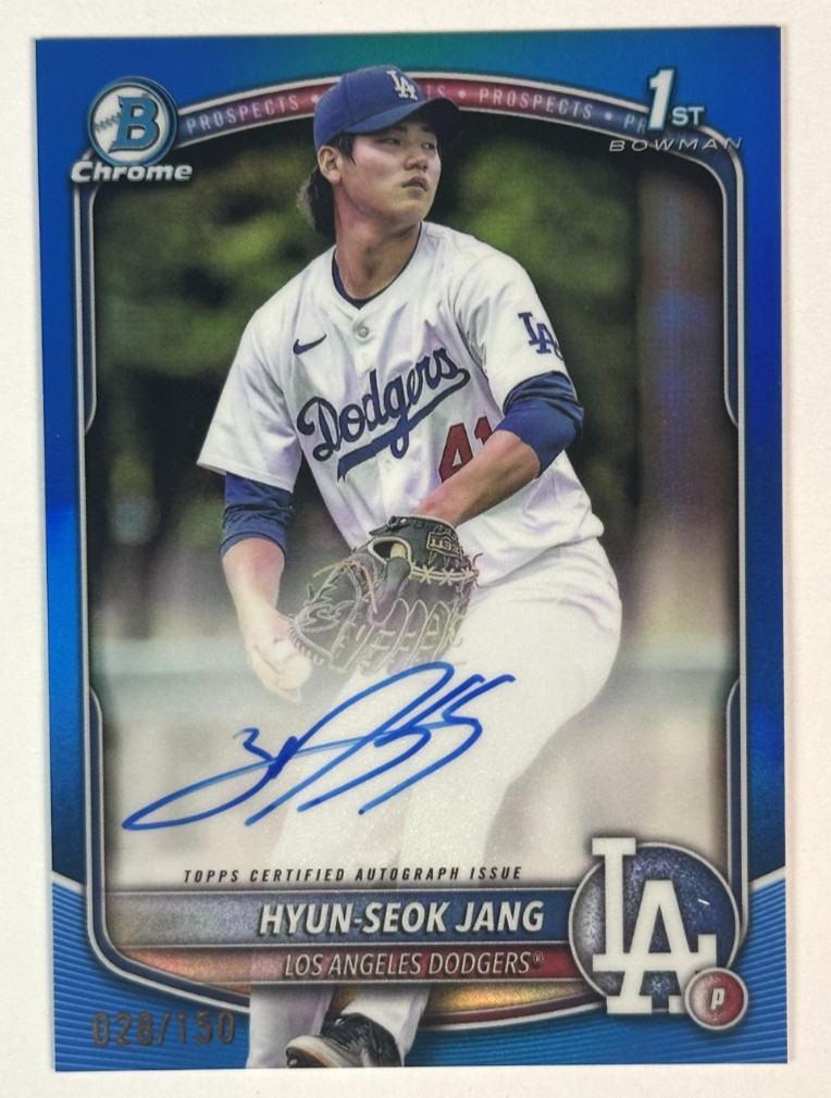 2025 Bowman Chrome Auto Hyun-Seok Jang Blue Refractor /150 1st Bowman Dodgers 