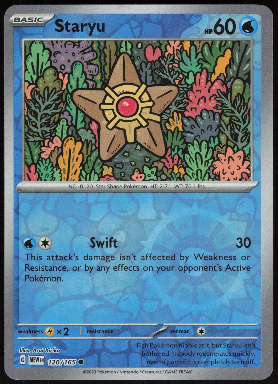 Staryu 120/165 Common 151 Pokemon Reverse Holo Near Mint