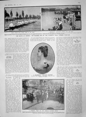 Original alter antiker Druck 1909 Ridley Temple Flower Show Oxford Kincaid-Smith